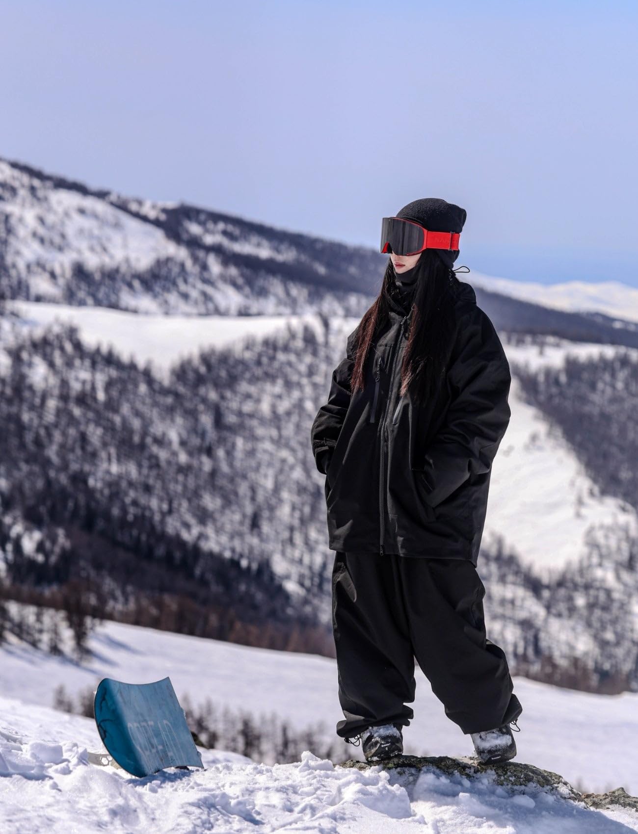 GSOU SNOW Hombres Mujeres Pantalones de Esquí Holgados Pantalones de Snowboard Baggy Pantalones de Nieve Oversize - Multibolsillos Impermeable Antiviento Transpirable Cálido