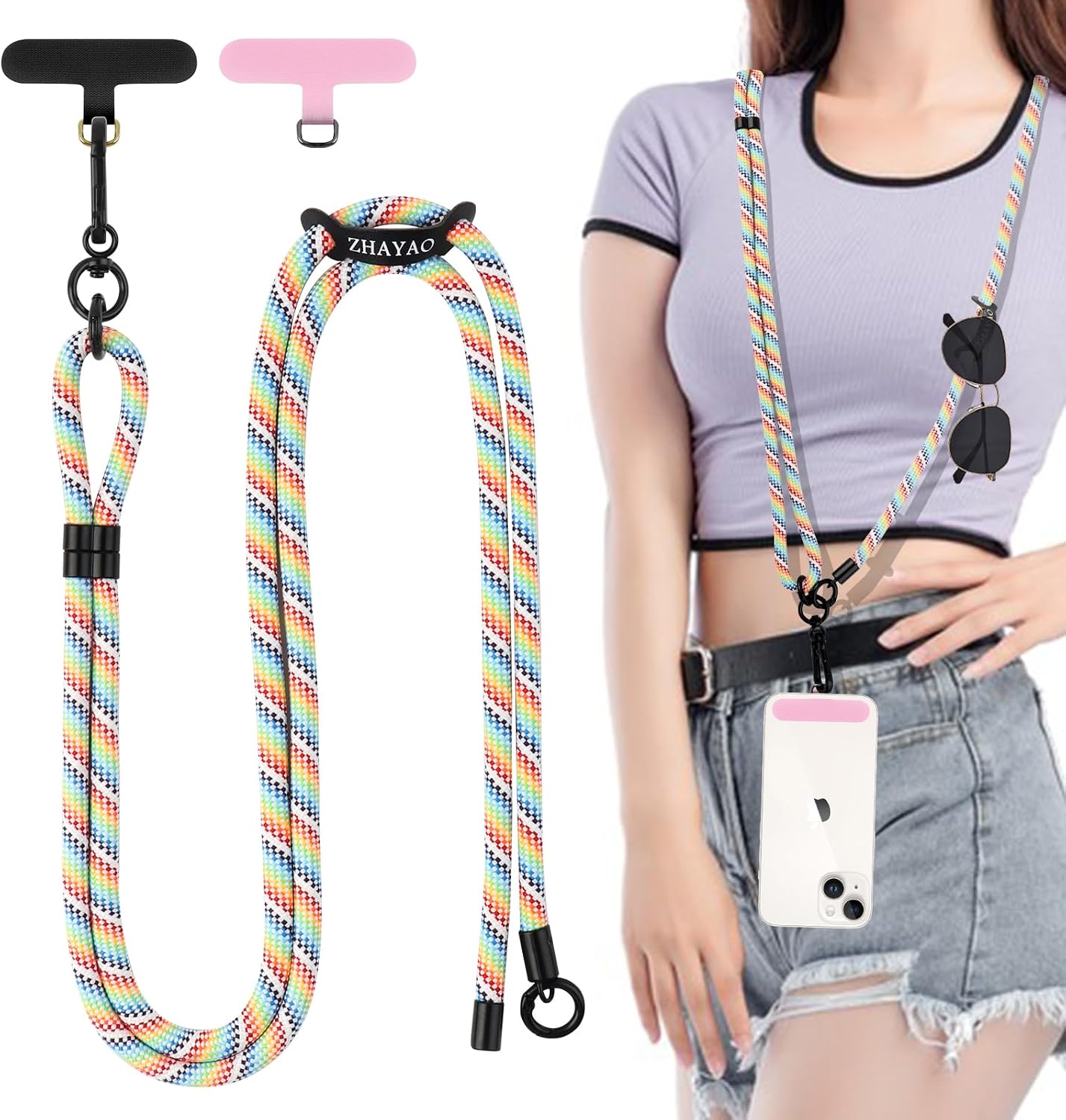 Amazon.com: ZHAYAO Phone Lanyard Crossbody with 2 Pack Tether Tab ...