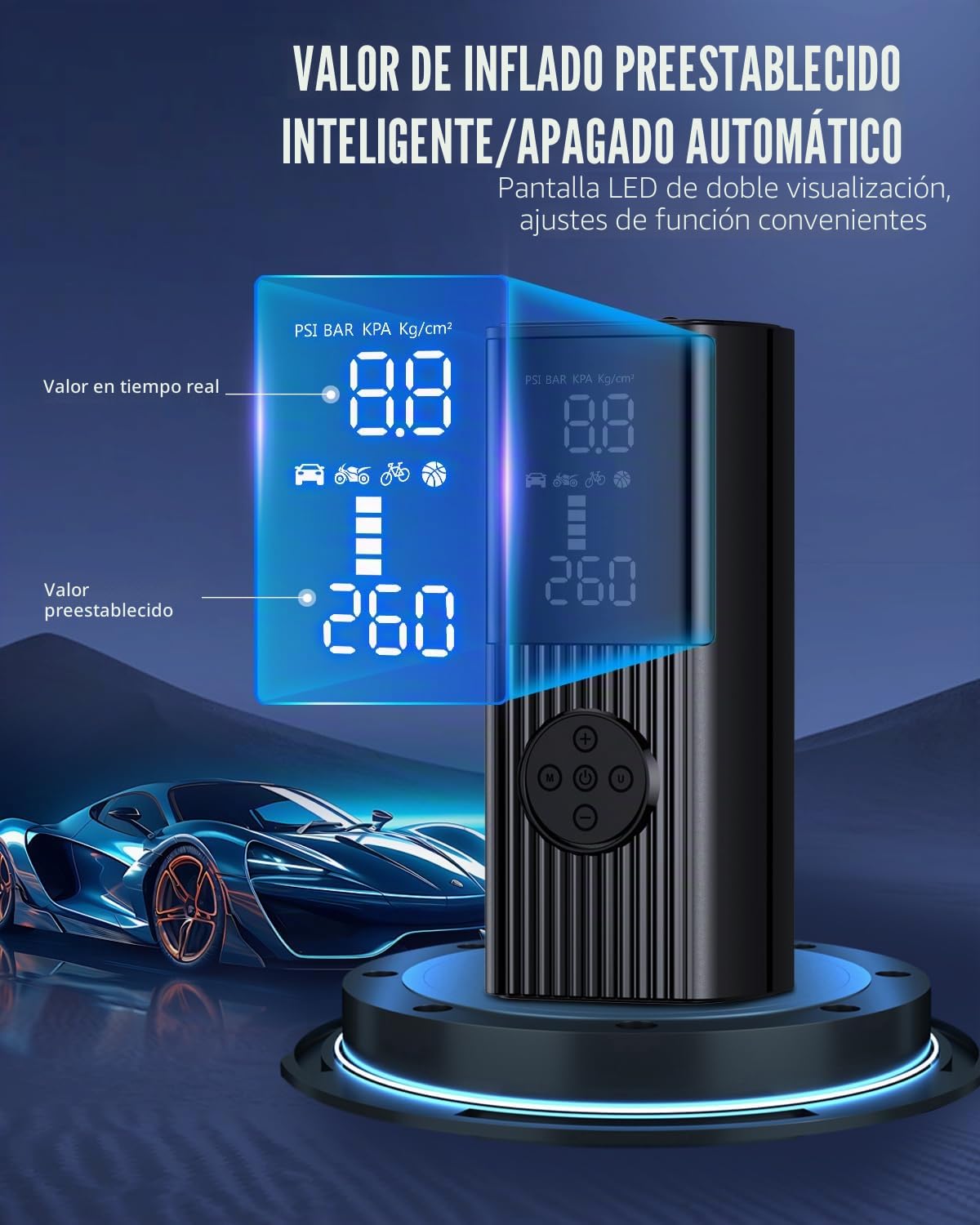 Compresor de aire portátil inflador de neumáticos, compresor de aire portátil de 180 PSI con batería de 25000 mAh, bomba de aire inalámbrica de inflado rápido 3X para coche, motocicleta, bicicleta