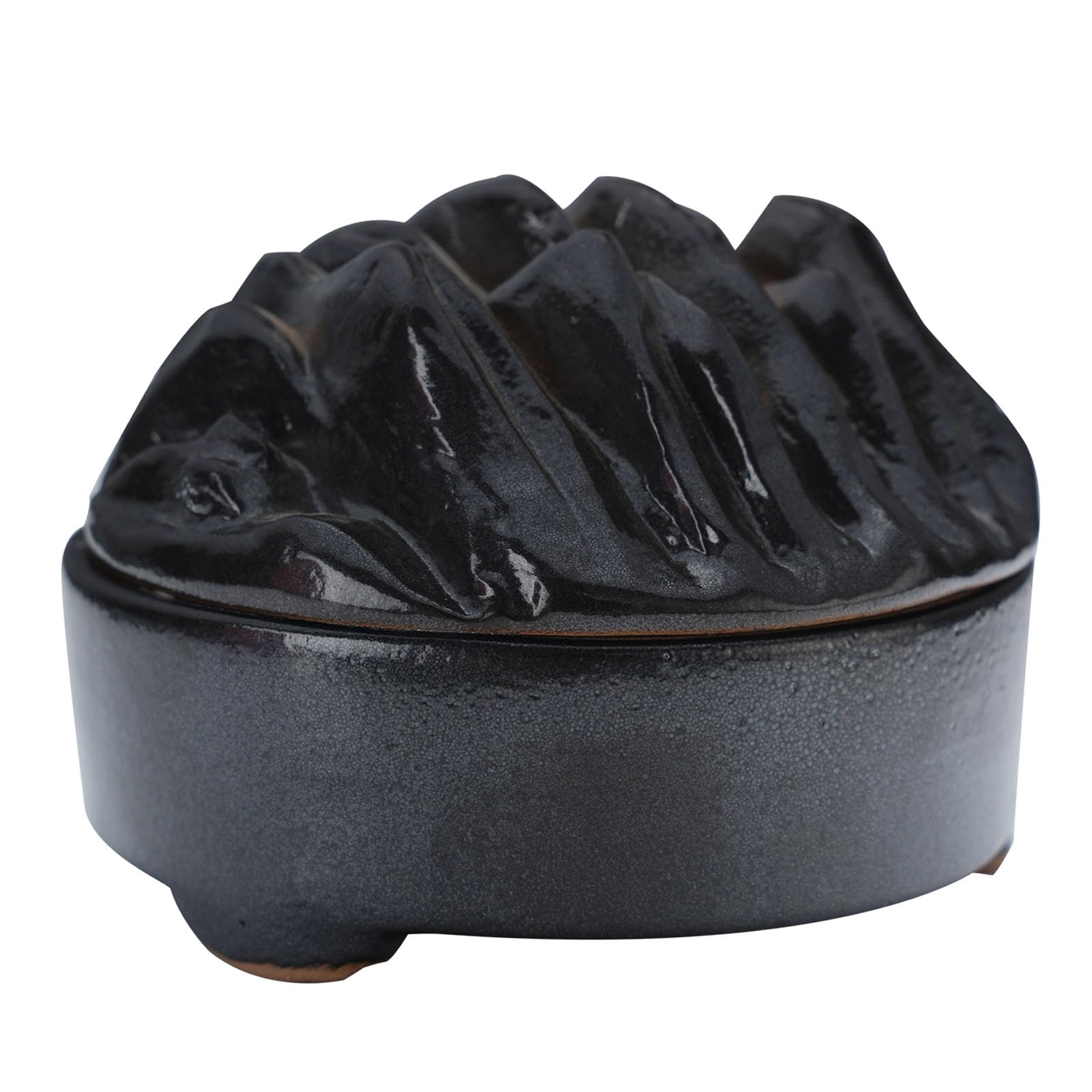 MIUPOO Ceramic Incense Holder and Burner with Insulation use for Coil Incense or Sage Incense Cones,Insence-Stick Holder for Yoga Spa and Meditation Anti Scald,Black