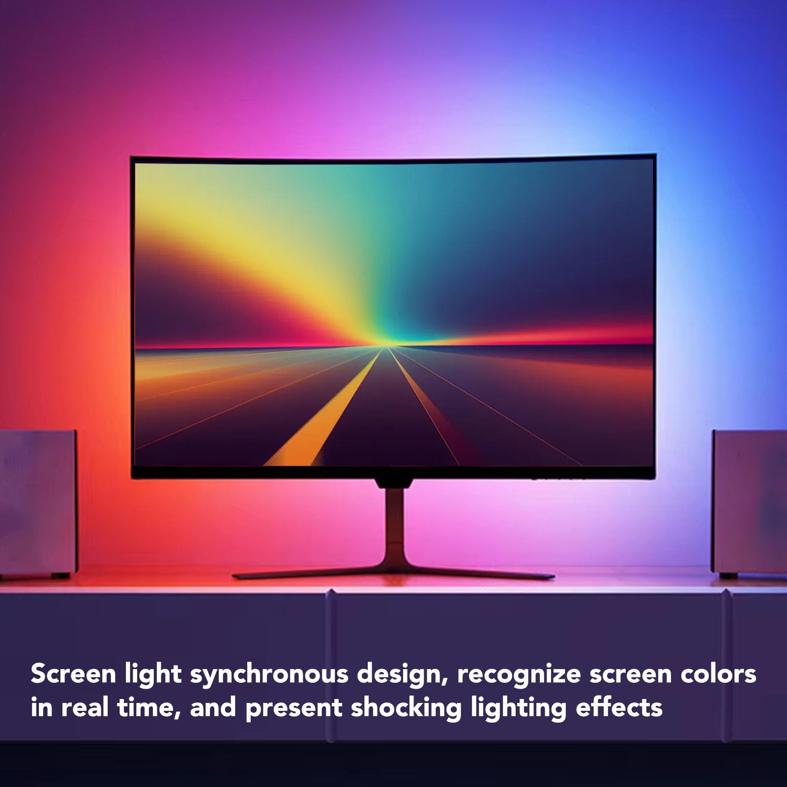 Garsent Striscia a LED Schermata del Computer Luce, RGB PC Schermo Sincronizzazione Retroilluminazione per Display Desktop da 32 Pollici, Riconoscimento del Colore dello Schermo Multi