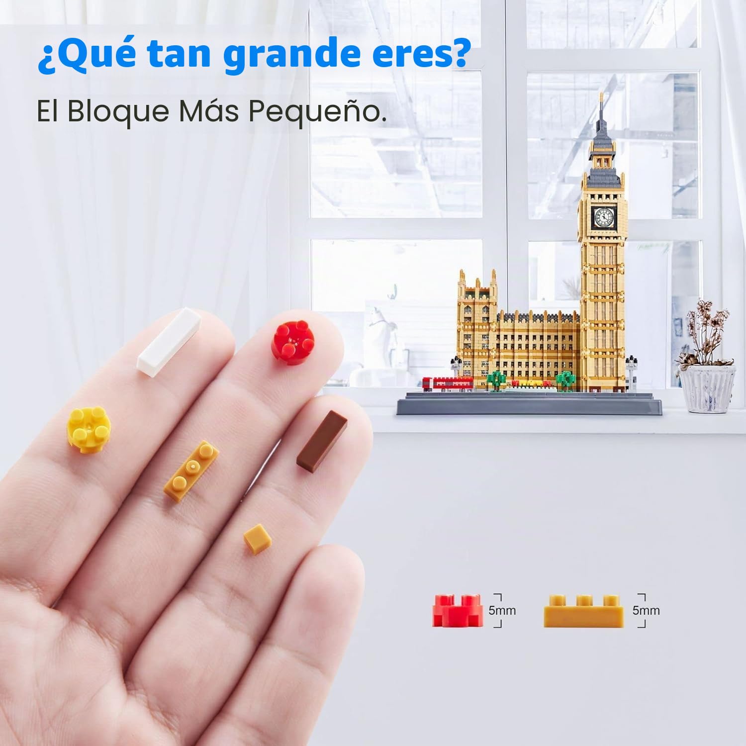 Big Ben - Bloques de construcción de bloques de construcción, 6473 bloques de sujeción modulares de la torre del reloj de Londres, juguete de construcción de micro ladrillos no compatible con grandes