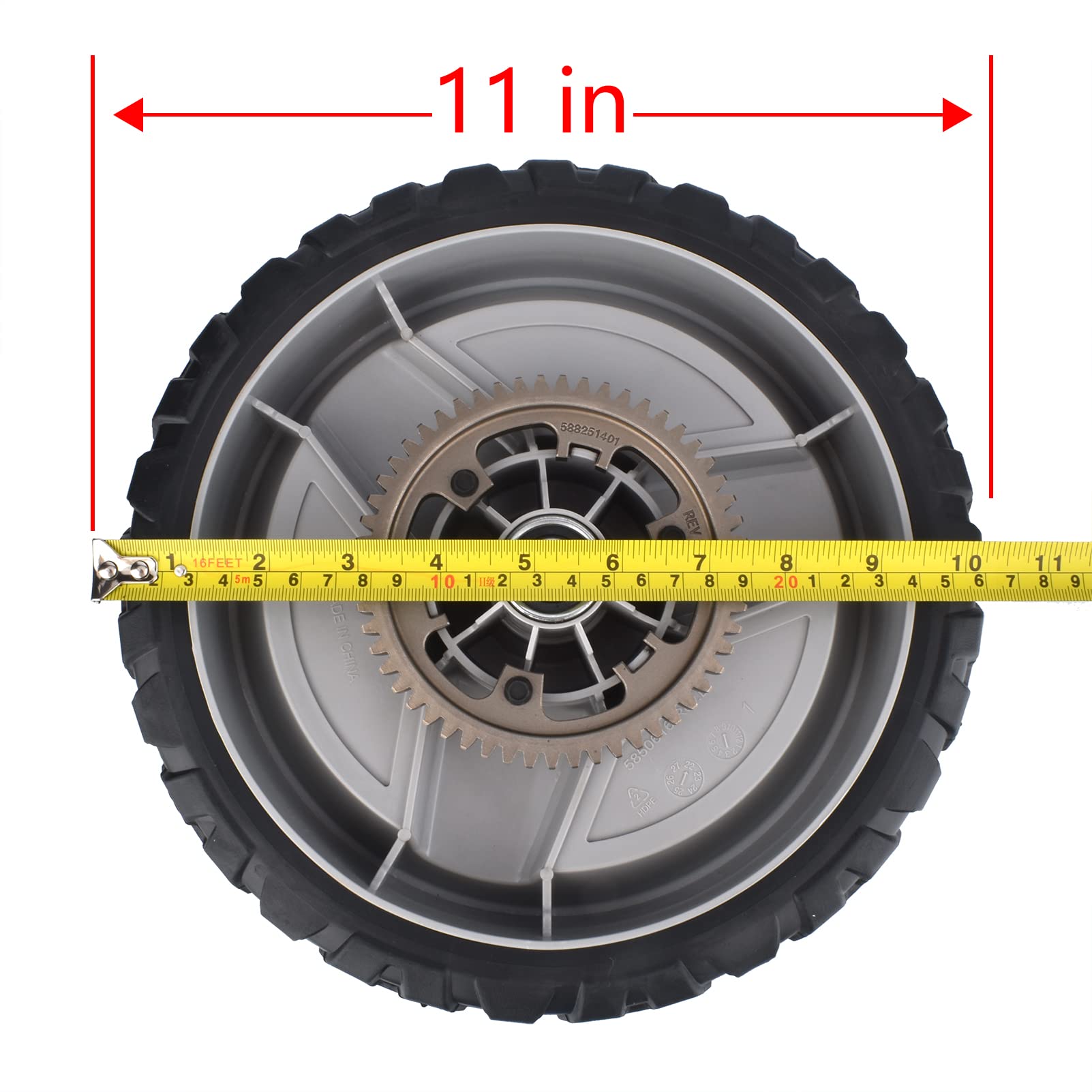 Rueda trasera de 11 pulgadas para Husqvarna 501067001 apta para cortacésped HU725AWDH HU725AWDHQ HU800AWDH, 2 piezas