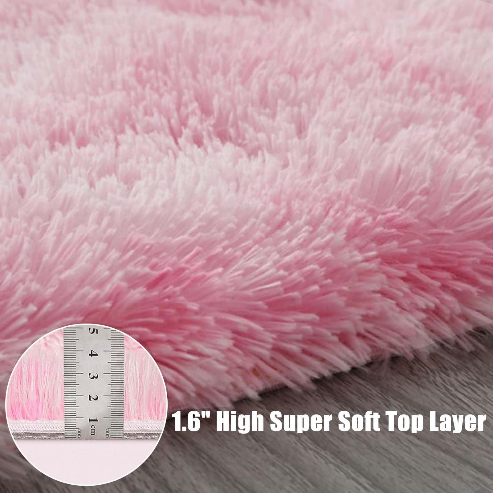 Tappeto Salotto 155 x 180 cm Morbido, Antiscivolo, Soffice, Moderno, Caldo e Traspirante Moquette Peloso Camera da Letto Caldo e Traspirante per Salotto da Letto, Divano, Rosa