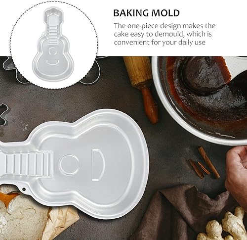 Miniatura 9 de Decoración de coche para decoración de coche, anillos de aluminio 3D con forma de guitarra para decoración de pasteles, molde para hornear, molde de