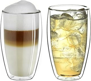 Creano 2er Set doppelwandige Latte Macchiato-Gläser 400ml „DG-SH“ - großes Doppelwandglas aus Borosilikatglas - Kaffeegläser - Teegläser - Thermoglas
