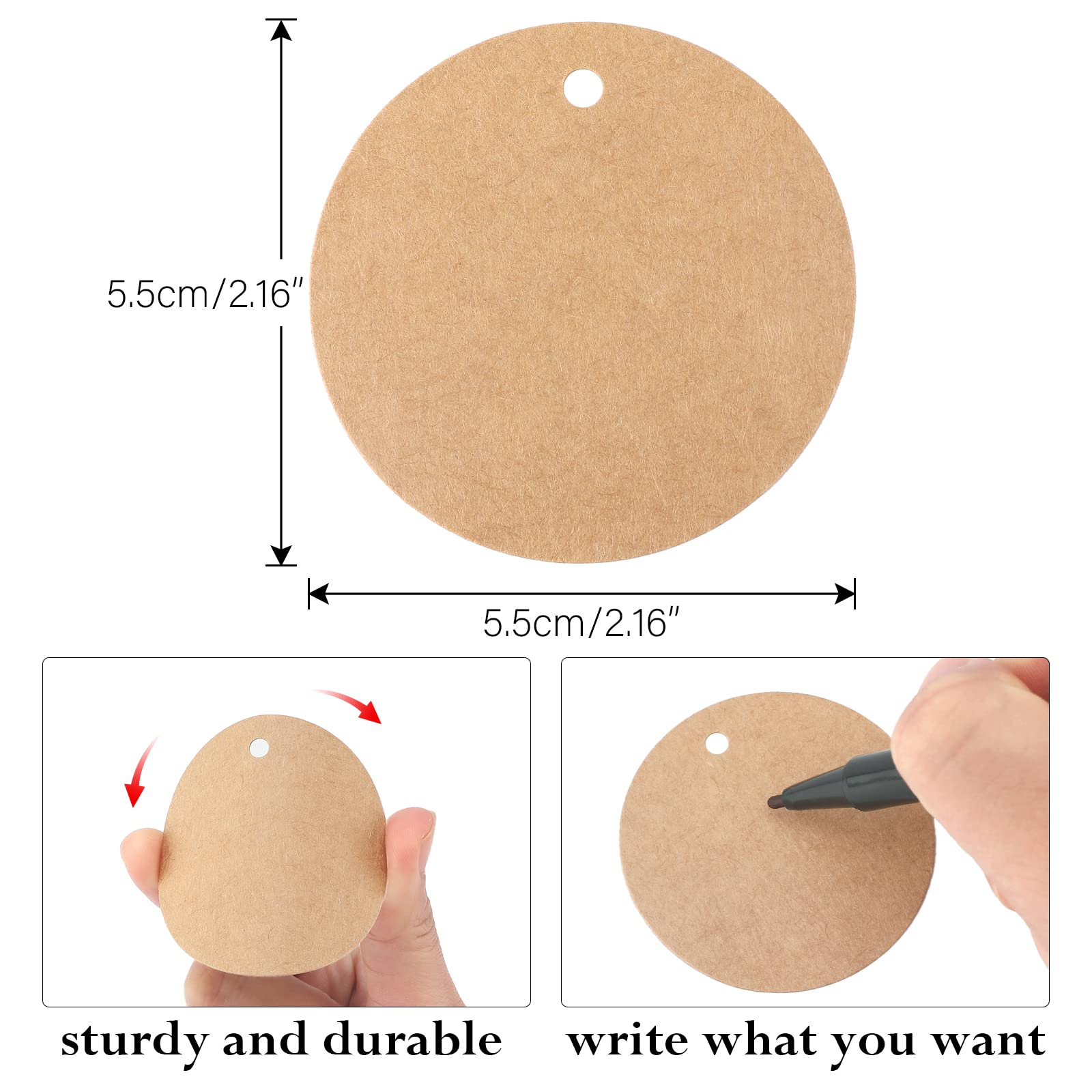 Etichette Regalo Kraft Rotonde 5.5cm - Set 50 Pezzi Con Spago Iuta Per Matrimoni E Natale - Foto 8