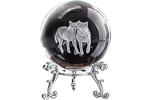 Exquisite 60mm Engraved Wolf Statue: A Glassy Tribute to the Howling Spirit