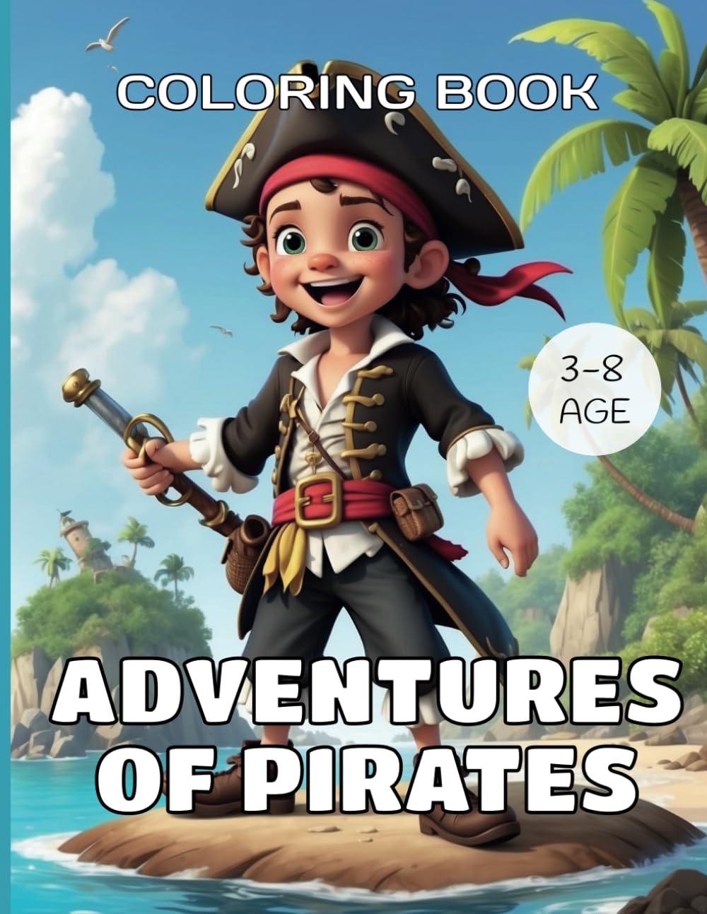 Adventures Of Pirates Coloring Book For Kids Ages 3-8: 30 Pictures Of Pirates, Thick Lines, Ages 3-8