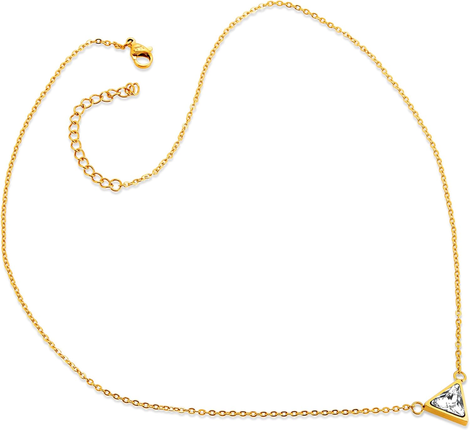 West Coast Jewelry ELYA Women's Polished Triangle Shaped Cubic Zirconia Stone Stainless Steel Necklace - Image 2