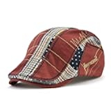 Men's Vintage Plaid Cotton Sun Visor Beret Newsboy Cap Hat Red