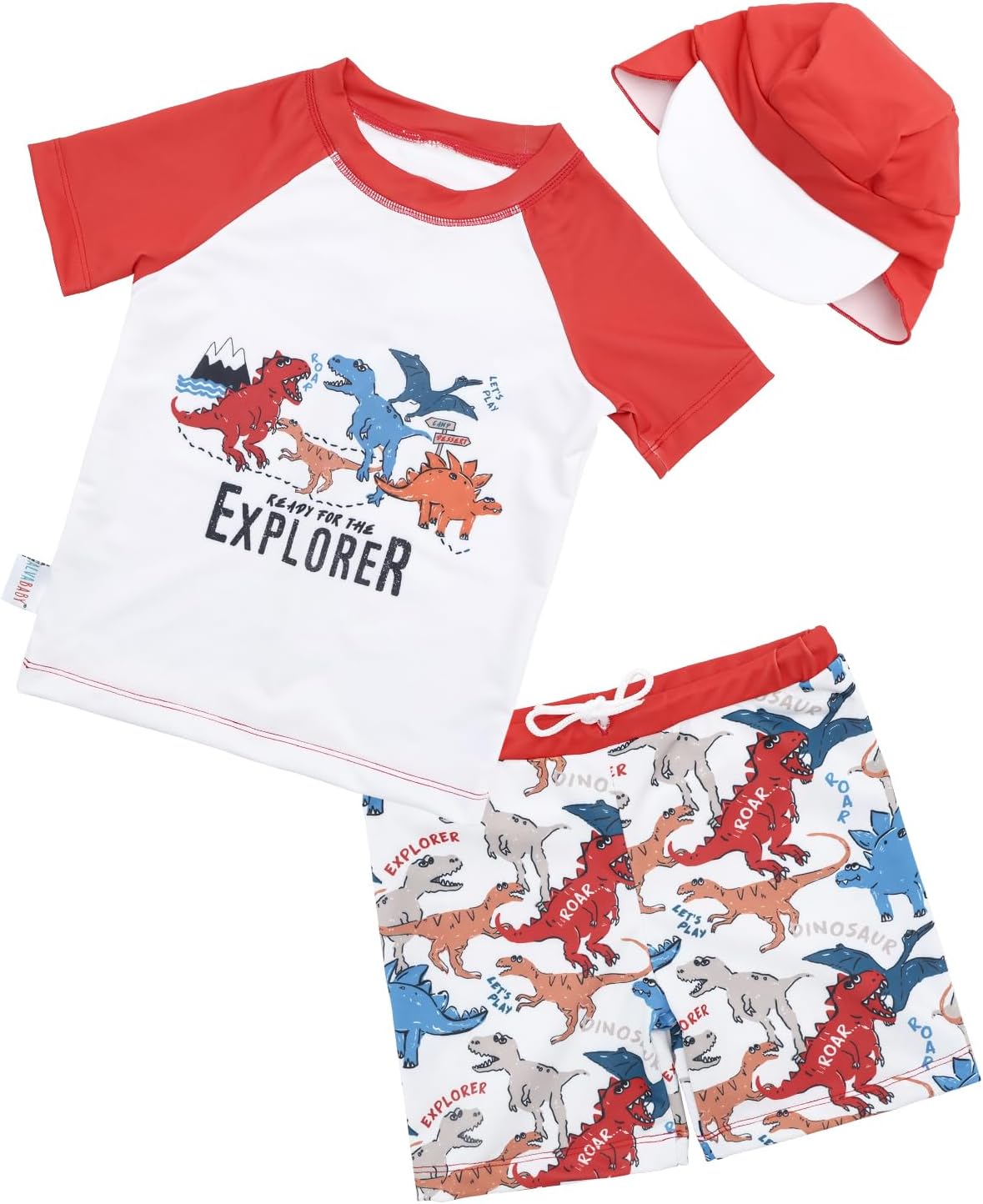 ALVABABY 2-Piece Boy Swimsuit, Boys' Rash Guard Sets, Bathing Short Sleeve Swimwear