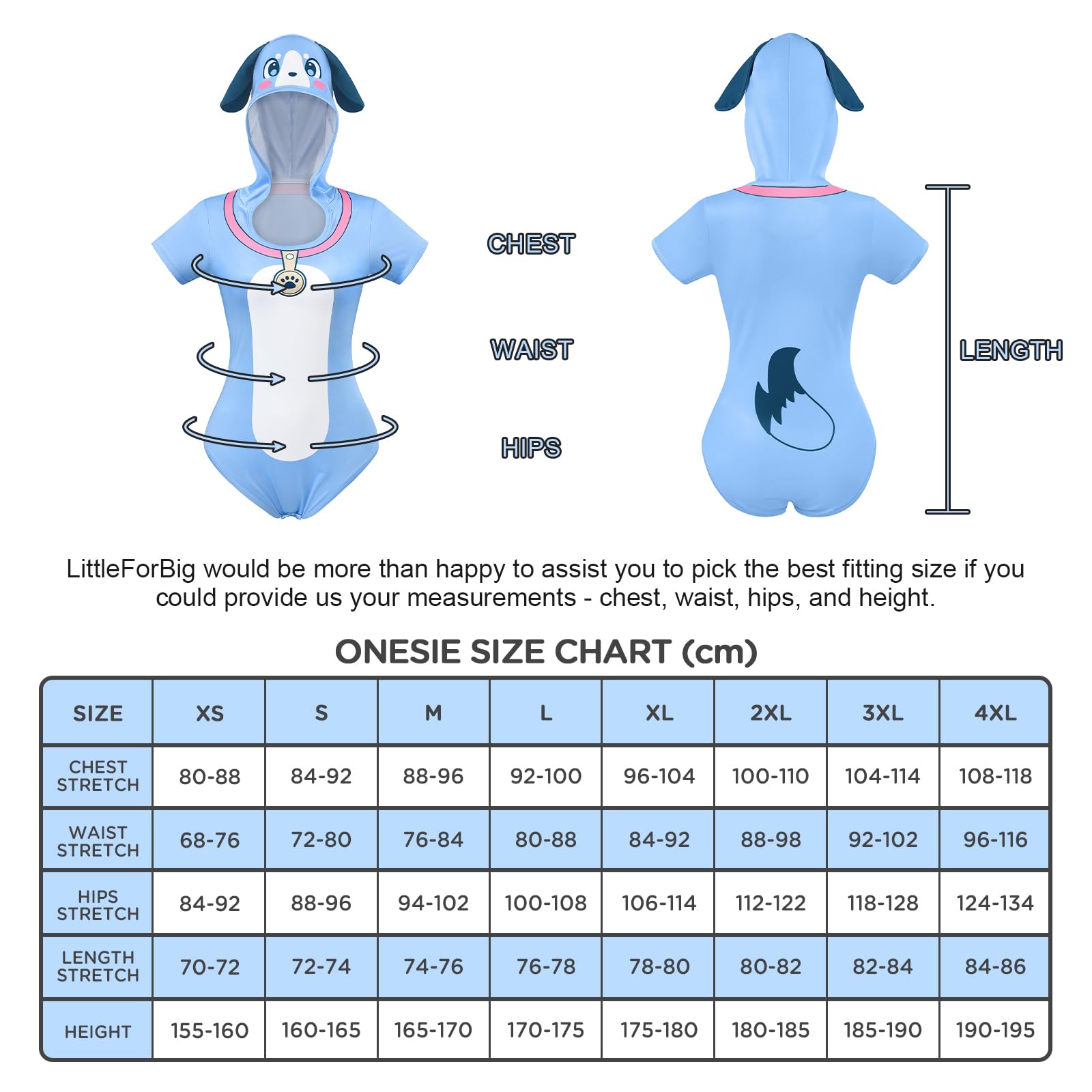 LittleForBig Jedwabisty kombinezon piżamowy - model Little Furry Blue Baby