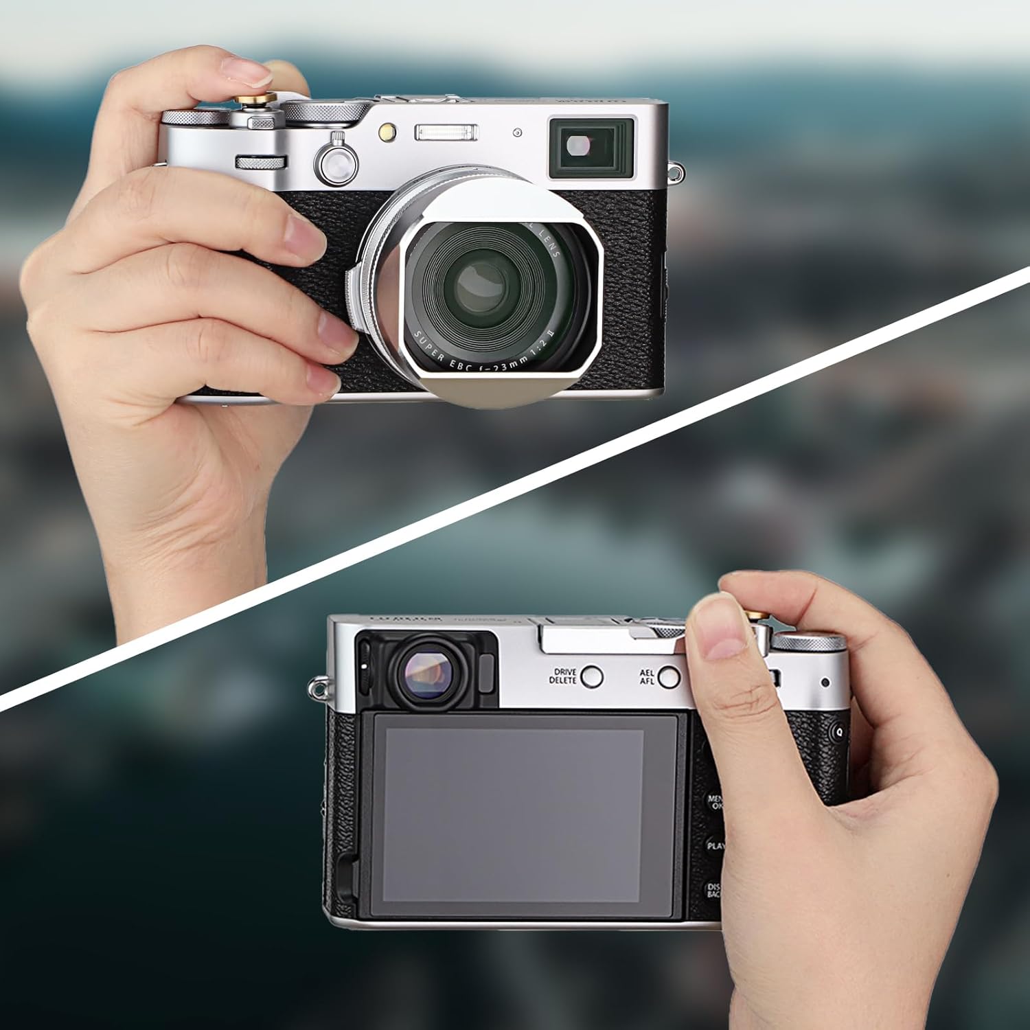 Haoge THB-X2S Metal Hot Shoe Thumb Up Rest Hand Grip for Fujifilm X100VI Fuji X100V Camera Silver - Image 2