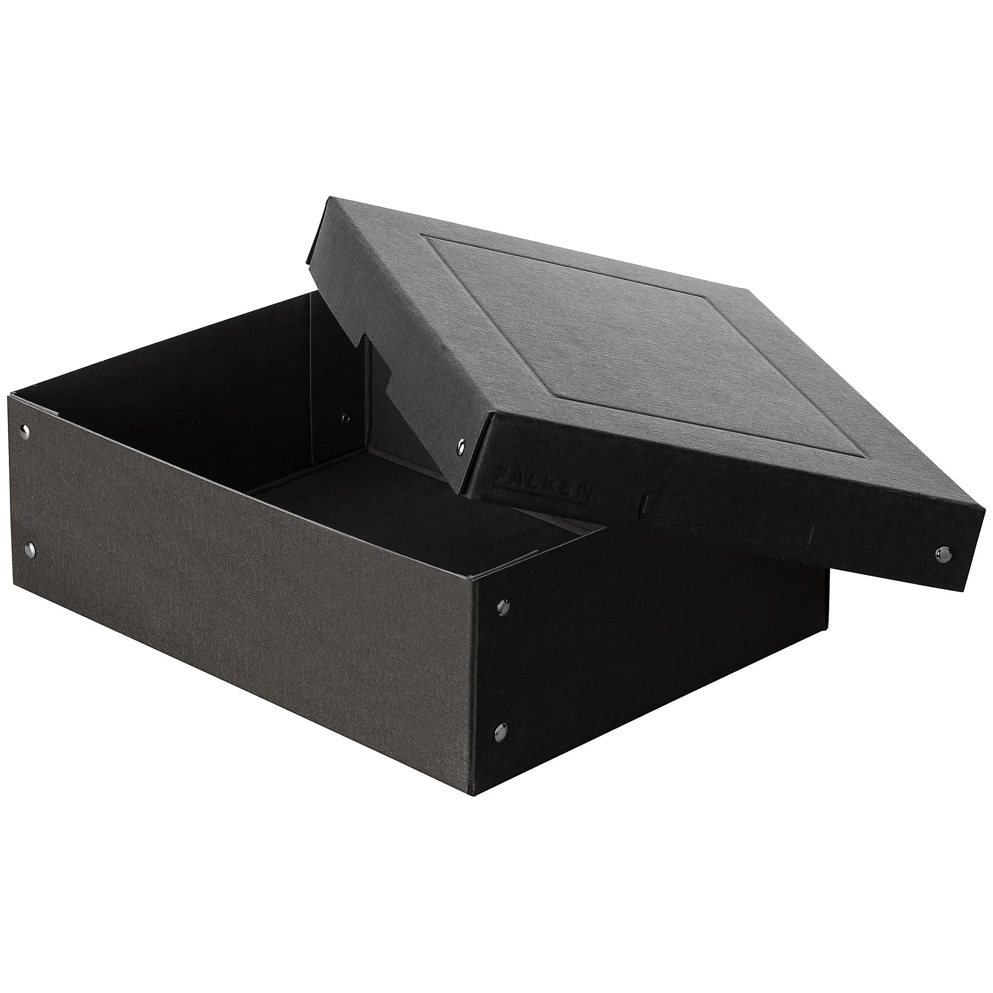 FALKEN 5x PureBox Black aus Recycling-Karton 100 mm hoch DIN A4 | Made in Germany Aufbewahrungsbox mit Deckel Blauer Engel Vegan Geschenkbox Transportbox Schachtel Allzweckbox
