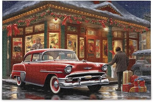 Christmas Truck Jigsaw Puzzles 500 Pieces for Adults,Learning Educational Puzzles,Difficult and Challenge Families Toys with Mesh Storage Bag 2012104