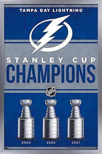 Trends International NHL Tampa Bay Lightning - Póster de pared de Champions 23, 22.37 x 34.00 pulgadas, versión enmarcada plateada