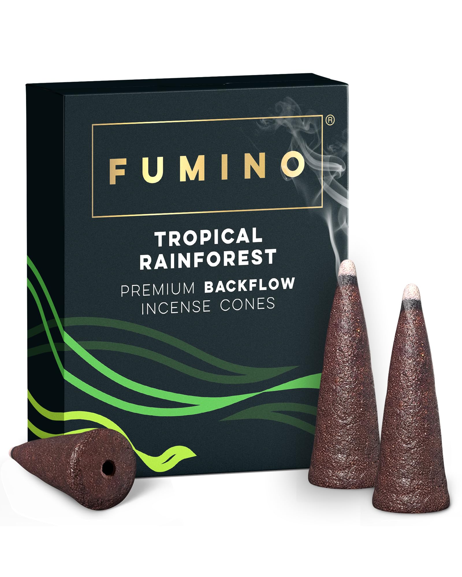 Fumino Black Backflow Incense Cones Tropical Rainforest 15 Pack - Natural Masala