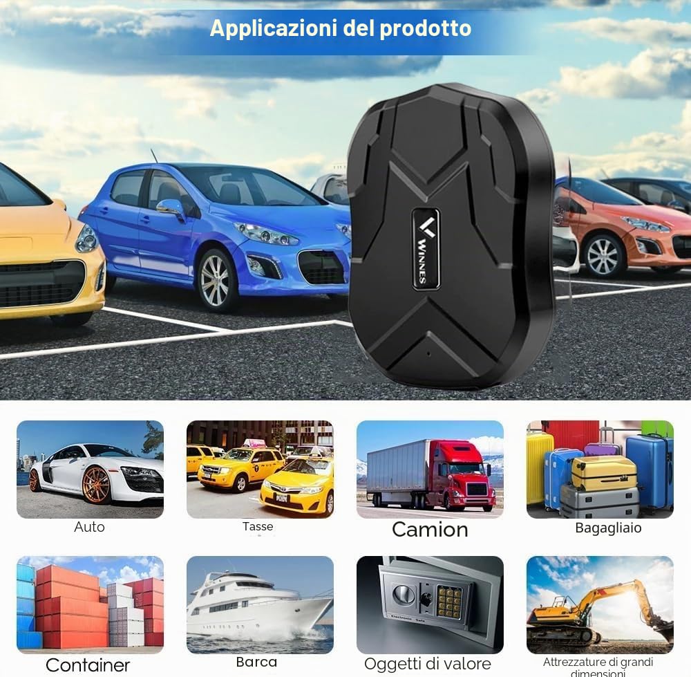 Localizzatore per Auto Tracker GPS senza Abbonamento con APP Gratuita, Monitoraggio in Tempo Reale, Antifurto Moto Camion con Potente Magnete, Traiettoria Storica 5000mAh