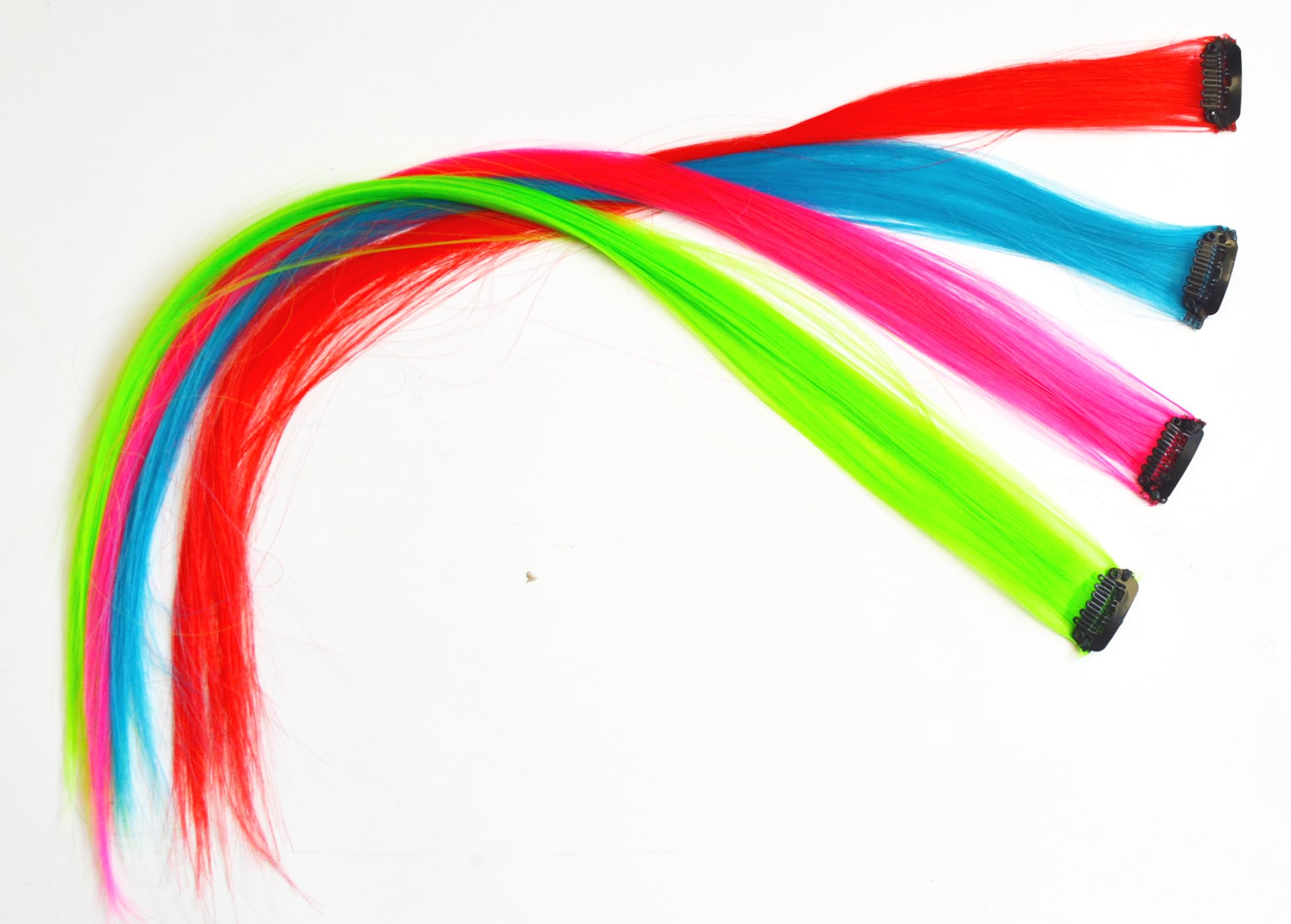 4 X Colored Feather Print Clip on in Hair Extensions Beauty Salon Supply Wholesale Lot New.