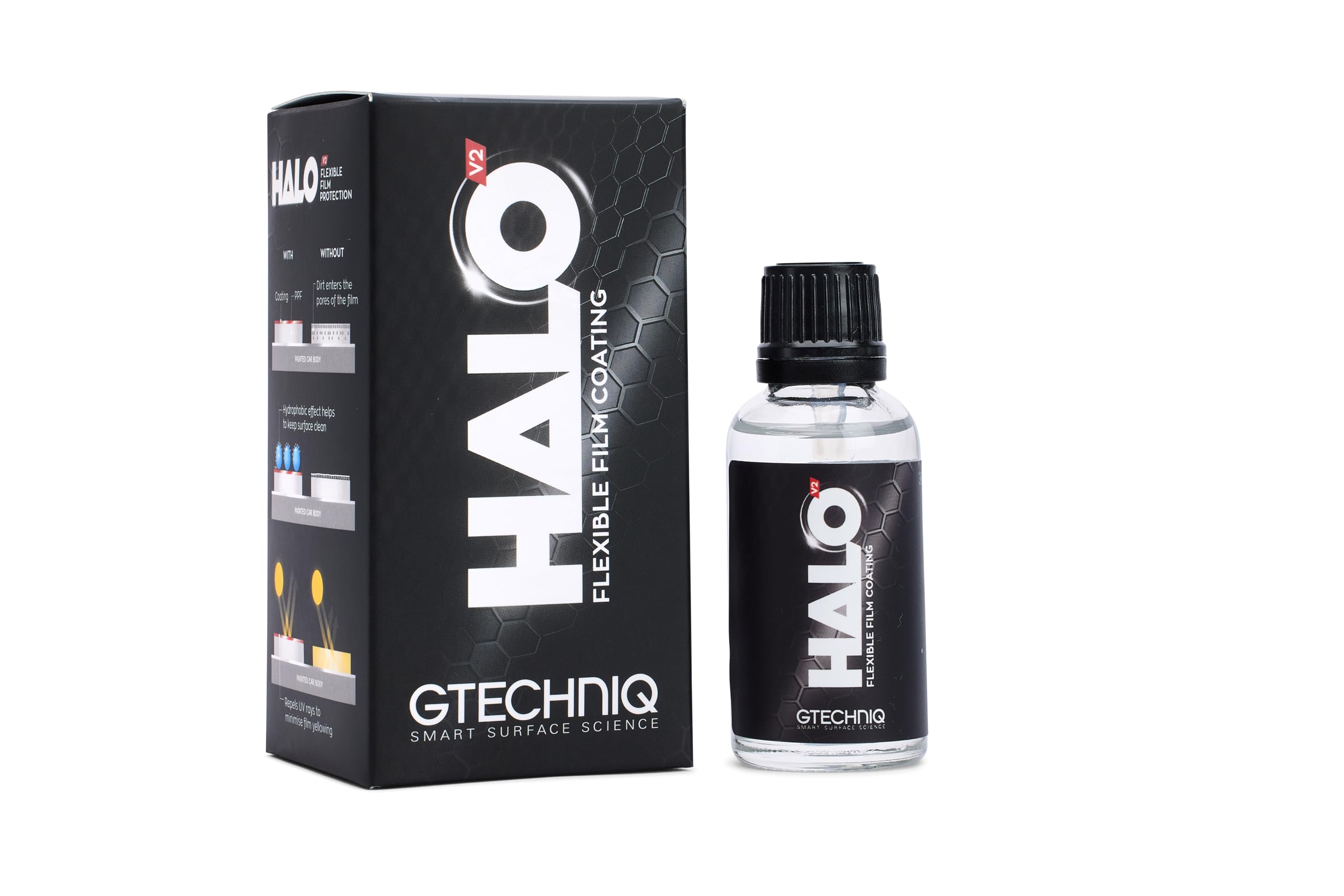 Gtechniq HALO Ceramic Coating for Cars, Protect PPF and Vinyl, High Shine, Easy to Apply - 30ml with Nitrile Gloves and Applicator (Sufficient for 1 Small-Med Car)