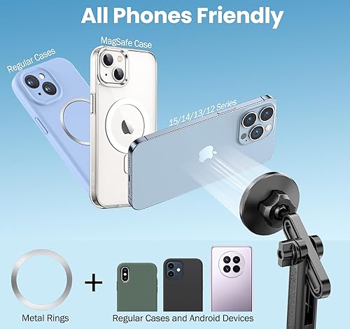 Miniatura 4 de Soporte magnético para tazas para teléfono, altura ajustable, cuello largo, soporte para teléfono celular con base expandible, soporte de asiento de