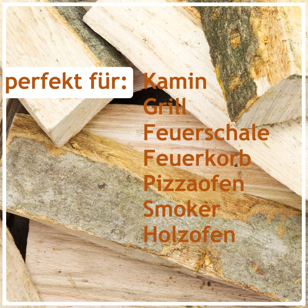Leña Madera 50 kg para Estufa y Chimenea Brasero Parrilla Cesta de Fuego Troncos de Madera de Haya 30 cm Flameup