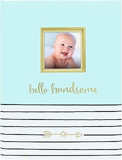 RIIMUHIR Pearhead Hello Handsome, libro de recuerdos para bebés de los primeros 5 años con inserto de fotos, color azul
