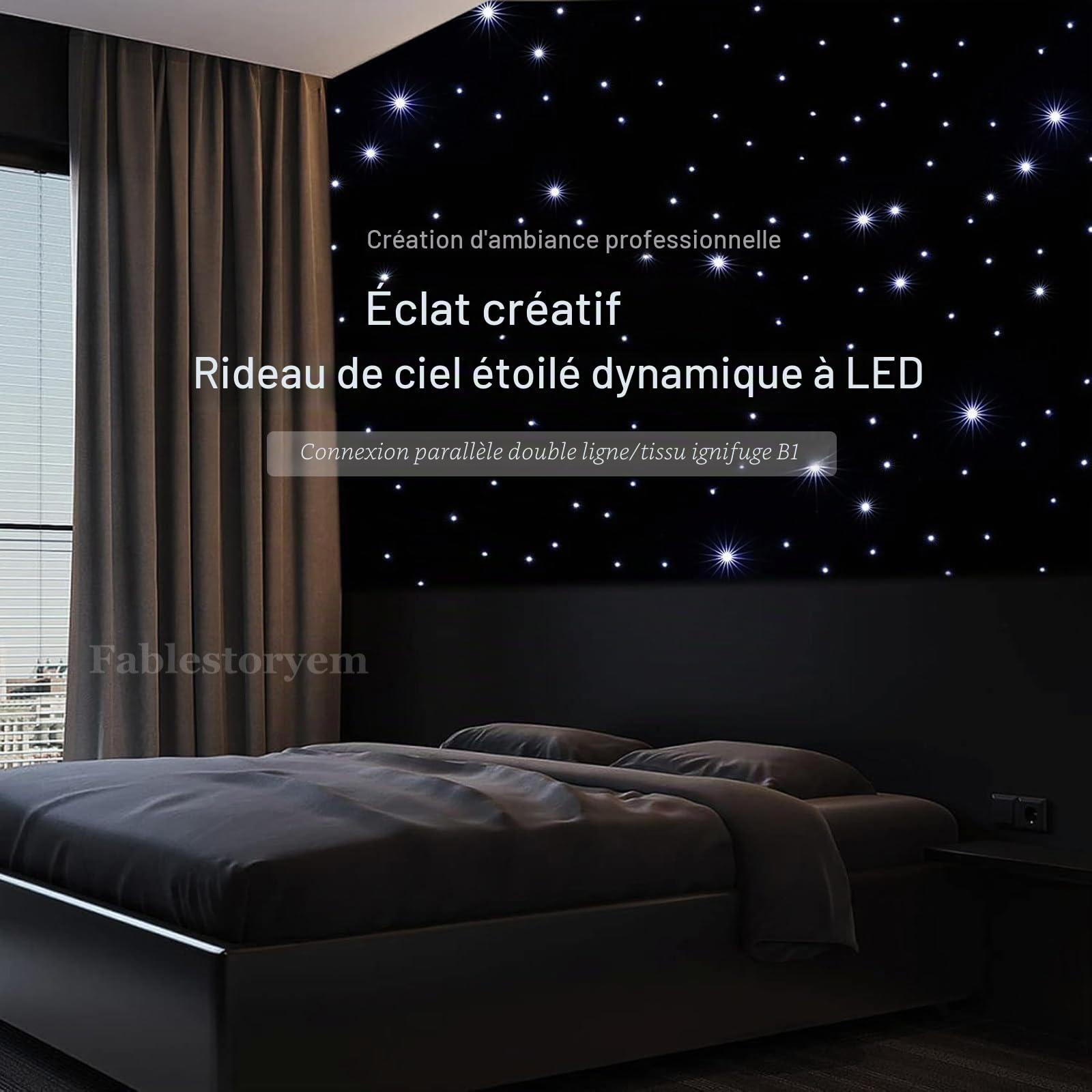 Toile de Fond de Scène à LED, Toile de Fond de Rideau de Lumière étoilée, Toile de Fond D'étoile de Scène à LED avec Contrôle DMX 512, pour Groupe de DJ, Club, Scène de Mariage,White-3x4m