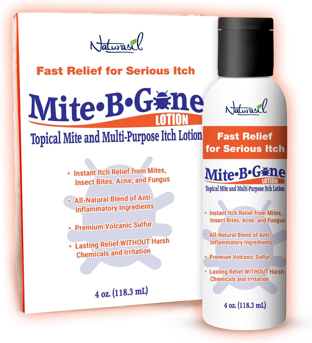 Mite-B-Gone Treatment Lotion 4oz | Max-Strength Natural Sulfur Lotion for Fast-Acting Human Mite, Bug Bite, Itch Relief | Child & Family Safe (113g)