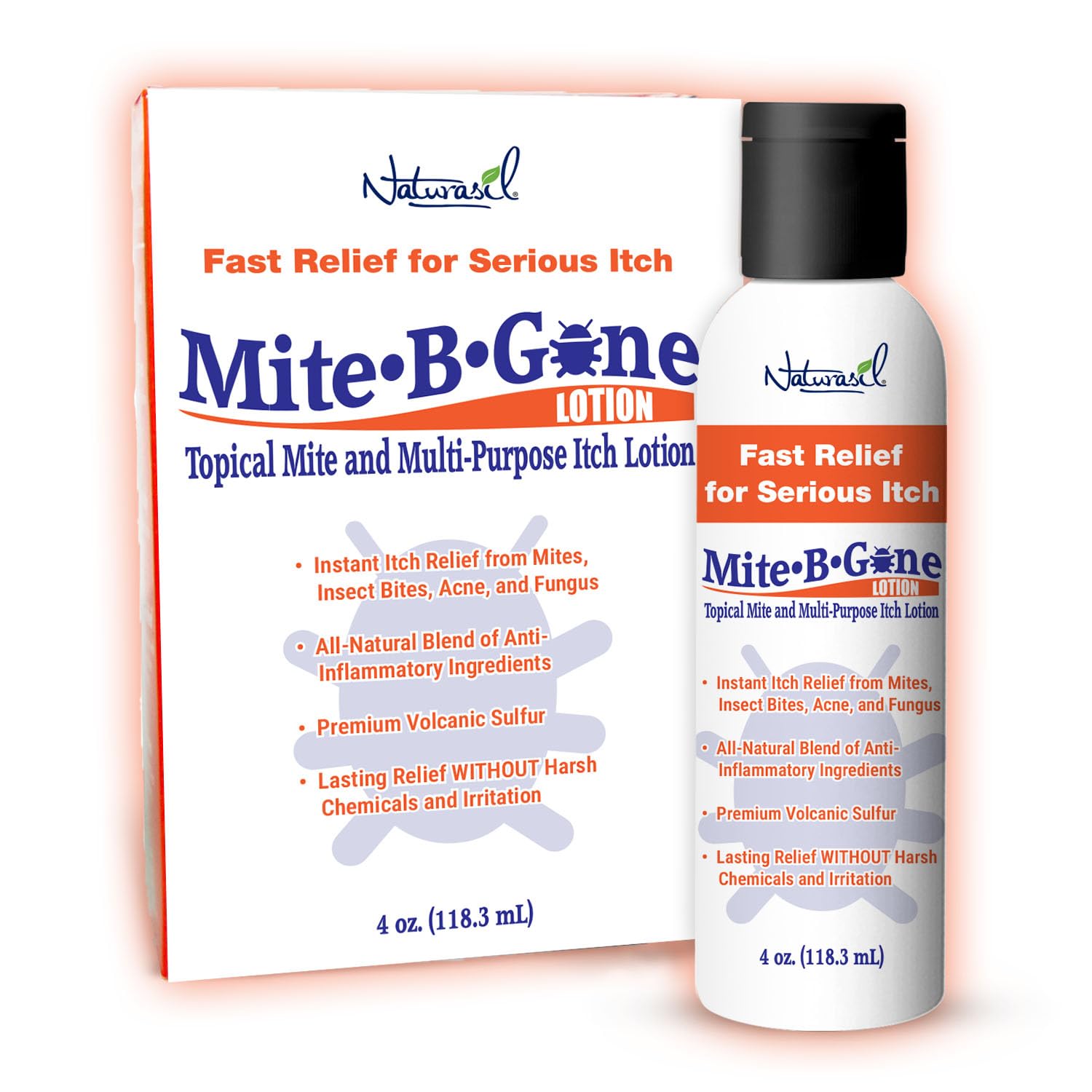Mite-B-Gone Treatment Lotion 4oz | Max-Strength Natural Sulfur Lotion for Fast-Acting Human Mite, Bug Bite, Itch Relief | Child & Family Safe (113g)