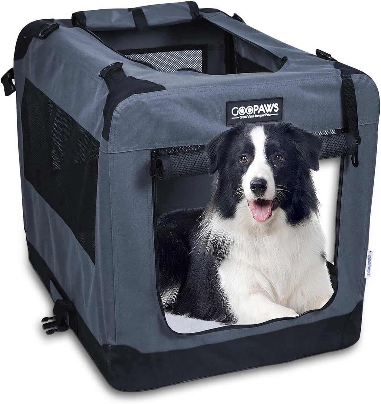 JESPET 27'' Soft Dog Crates Kennel for Pets, 3 Door Soft