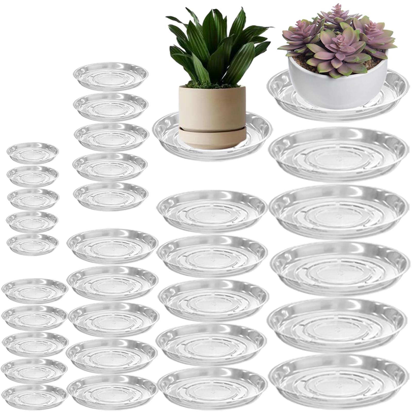 Plant Saucers - 30 Pack, Clear Drip Trays -27