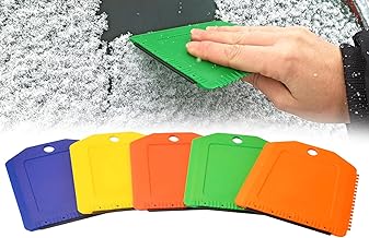 5 ice scrapers, 3-in-1 ice scraper, rubber lip, ice breaker and scraper edge for car, car, window, made of ABS, trapezoid 118 x 115 x 4 mm, assorted colours, quantity: 1