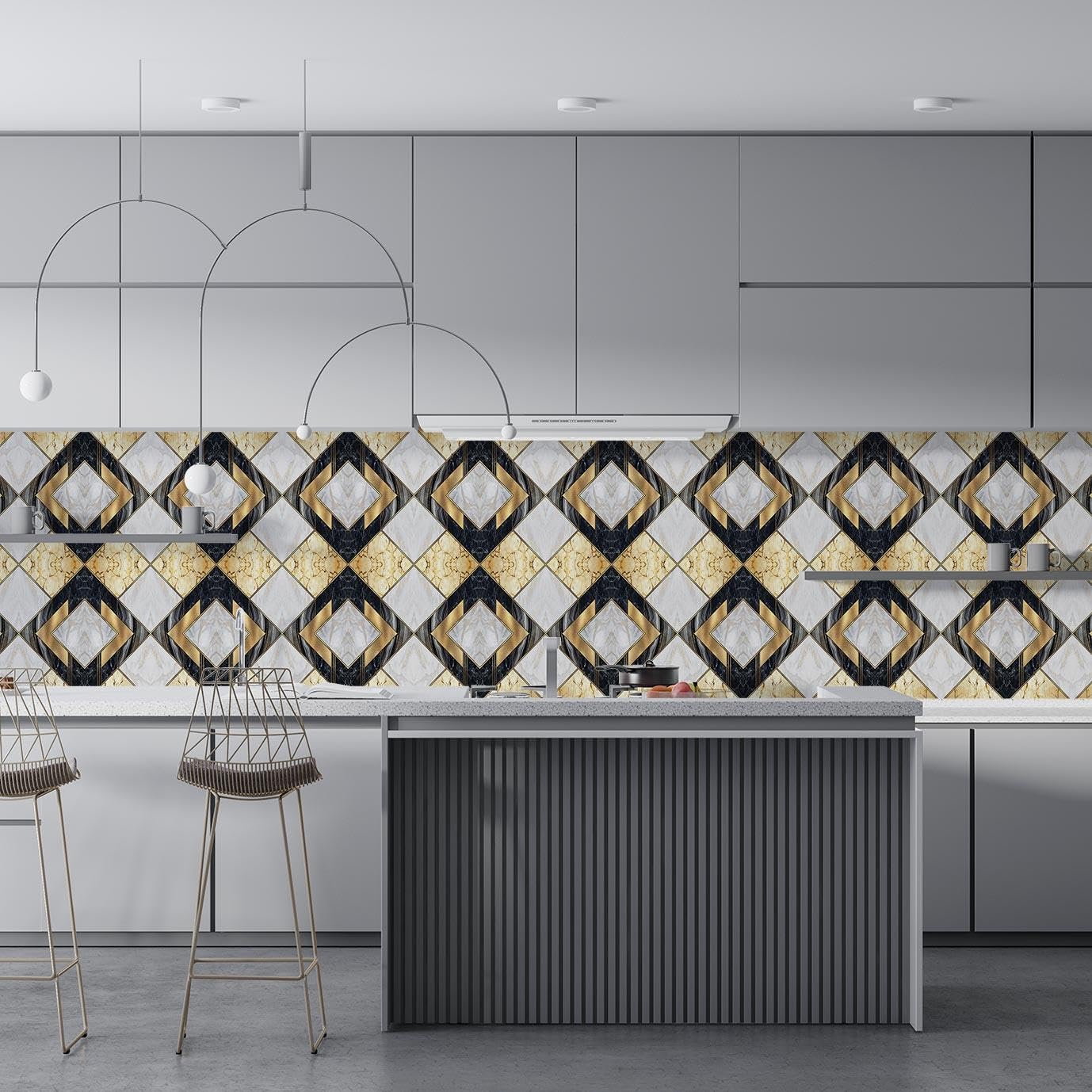 Mutfak Tezgah Arası Folyo Fayans Kaplama Folyosu Art Deco 60x100 CM
