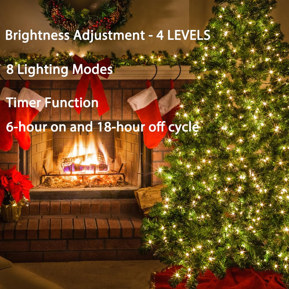 100m 1000 LED Lichterkette mit Stecker, Fernbedienung und Timer, wasserdichte grüne Kupferdraht-Lichterkette, Weihnachtslichter, Schlafzimmerdeko, Lichterketten für Weihnachten (warmweiß)