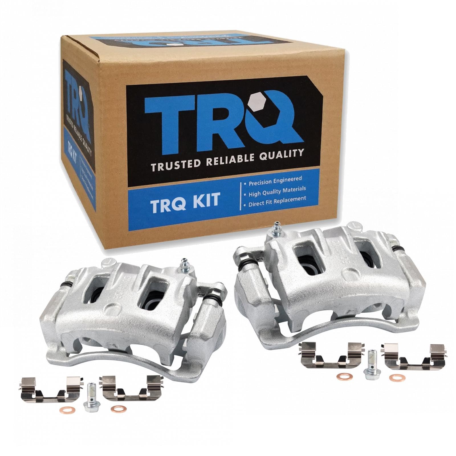 TRQ Front Brake Caliper Set Zinc Coated Brackets Hardware Compatible with 2007-2009 2007-2016 Hyundai Santa Fe