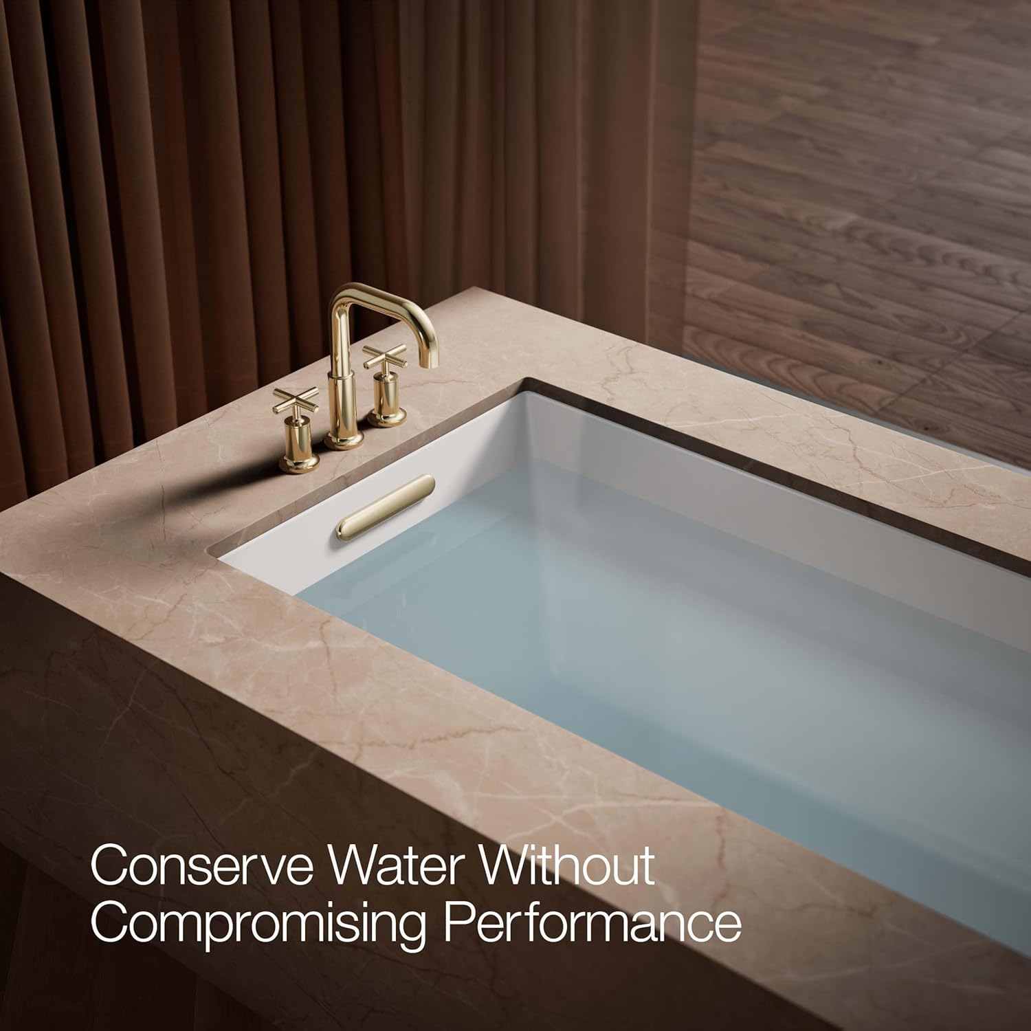 KOHLER K-T14428-3-AF Purist Deck-Mount High-Flow Bath Faucet Trim with Cross Handles, Valve Not Included, Vibrant French Gold