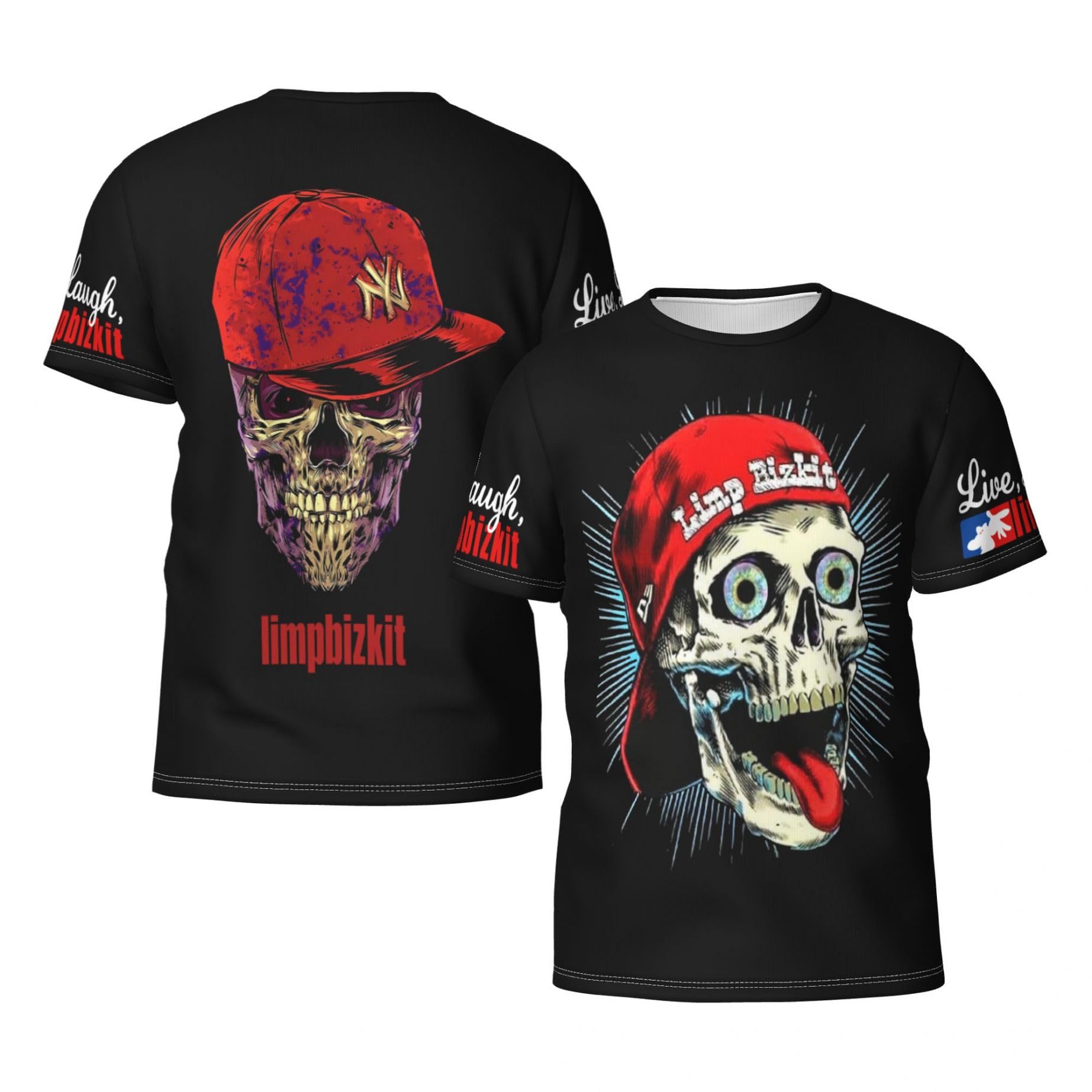 Man's Bizkit Rap Rock Band Limp T-Shirts Casual Summer Tees Crewneck Short Sleeve Shirts with Multi-Side Prints Multicoloured 3XL