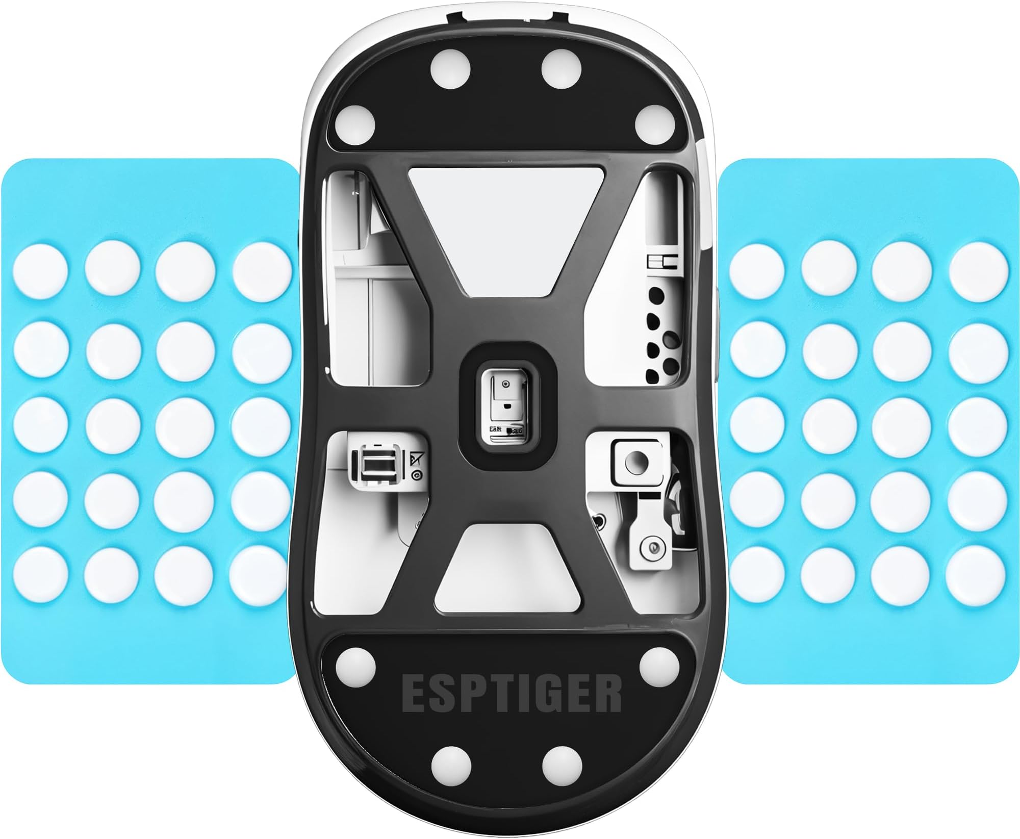 ESPTIGER ICE V2 Universal Mouse Skates 40 PCS, PTFE Dots, 4 Sizes, White, Smooth Gliding Feet with Curved Edges and 3M Adhesive