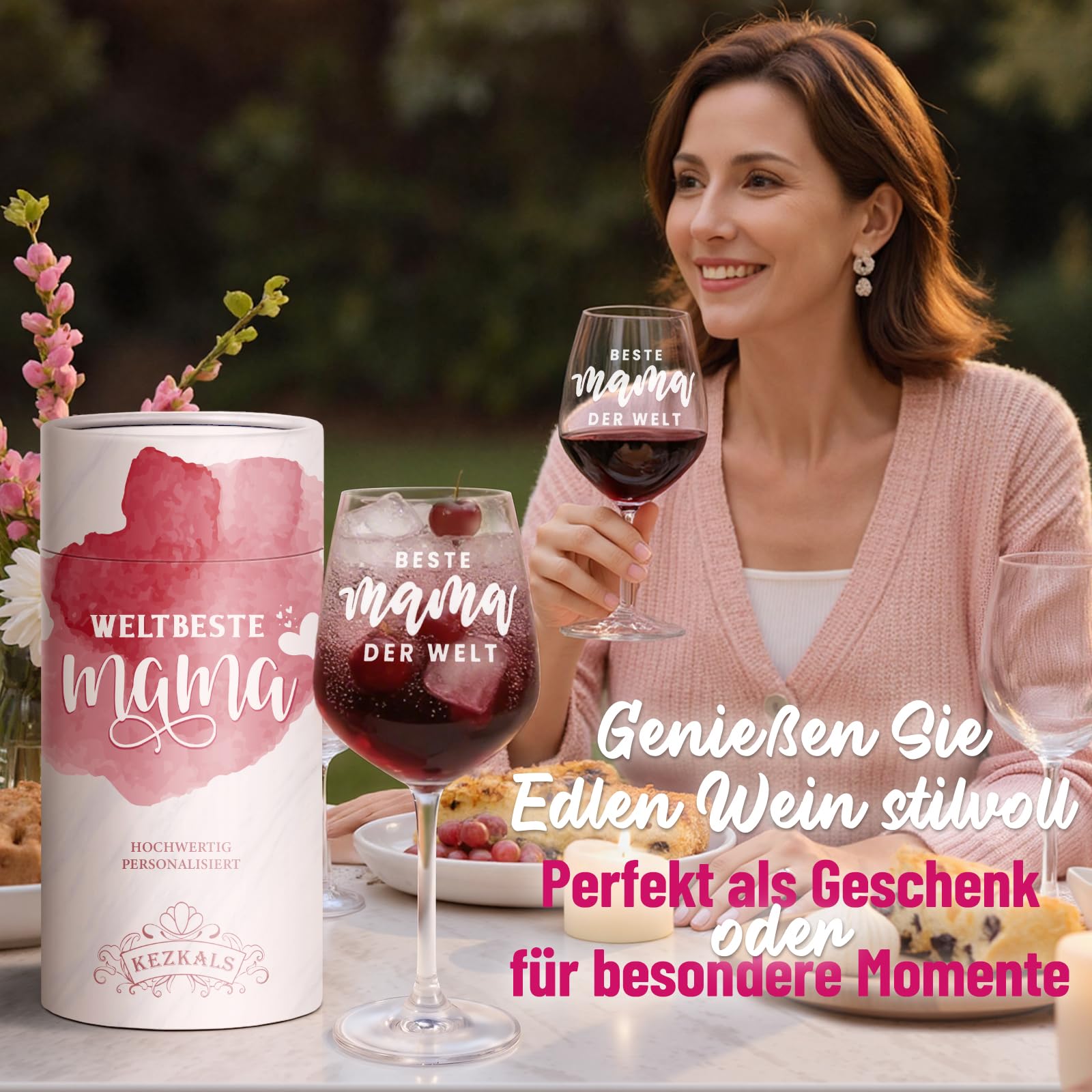 KEZKALS Geschenke für Mama Frauen Sie, Weinglas Set, Muttertagsgeschenk, Geburtstagsgeschenk Lustige Kleine Muttertag Muttertagsgeschenke Weihnachtsgeschenke Weihnachten Geschenke für Mama Frauen
