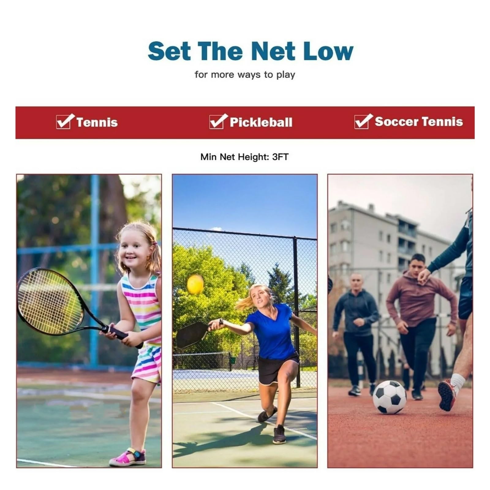 Rete da badminton pieghevole facile tennis portatile pallavolo calcio all'aperto per Sport