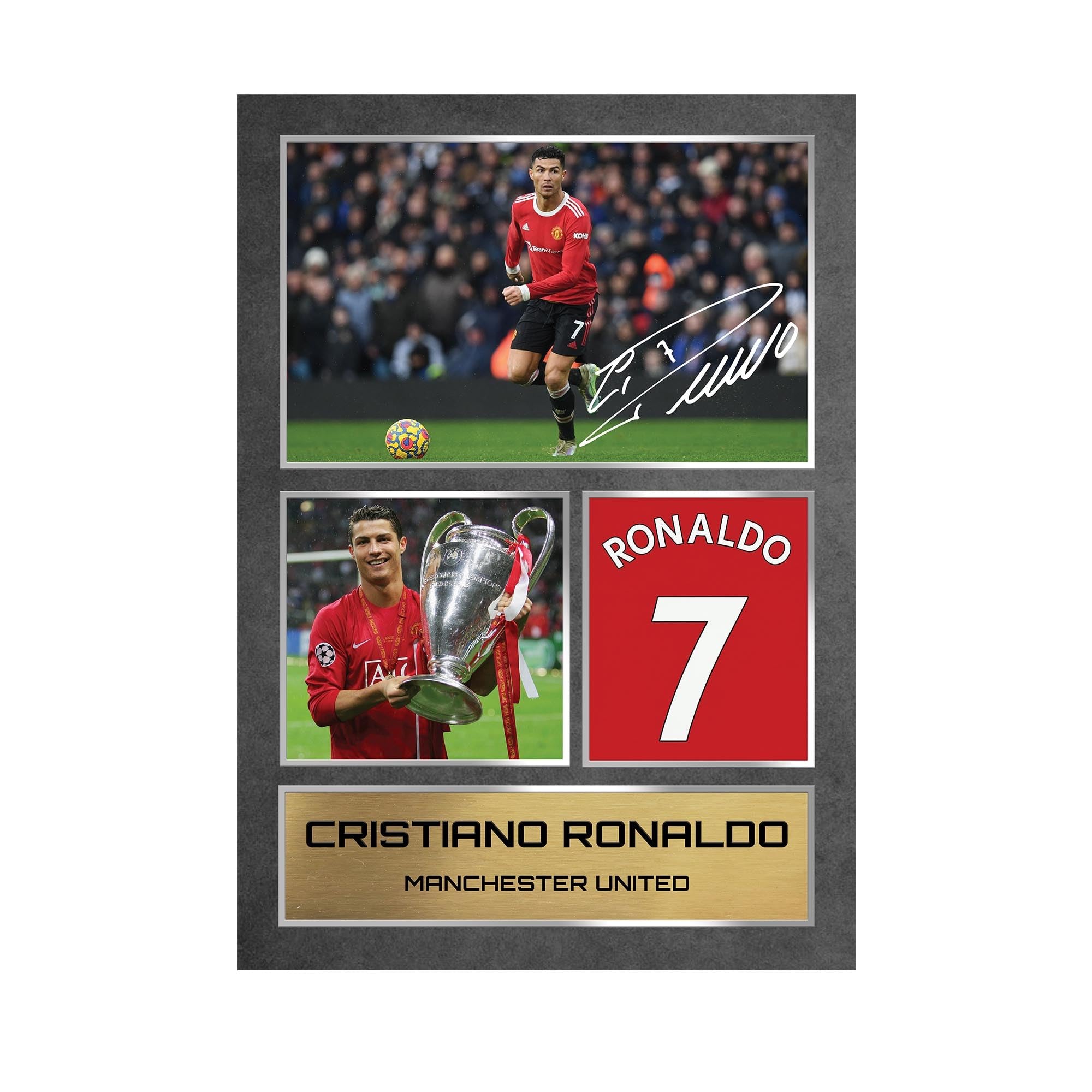 Cristiano Ronaldo Manchester Printed Autograph Memorabilia - Framed Gift A3 Unframed