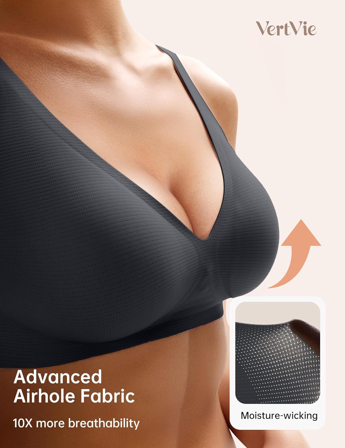 Vertvie Jelly Wireless Bras for Women Push Up Plunge Seamless T-Shirt Bras No Underwire Supportive Full Coverage Bralettes - Image 2