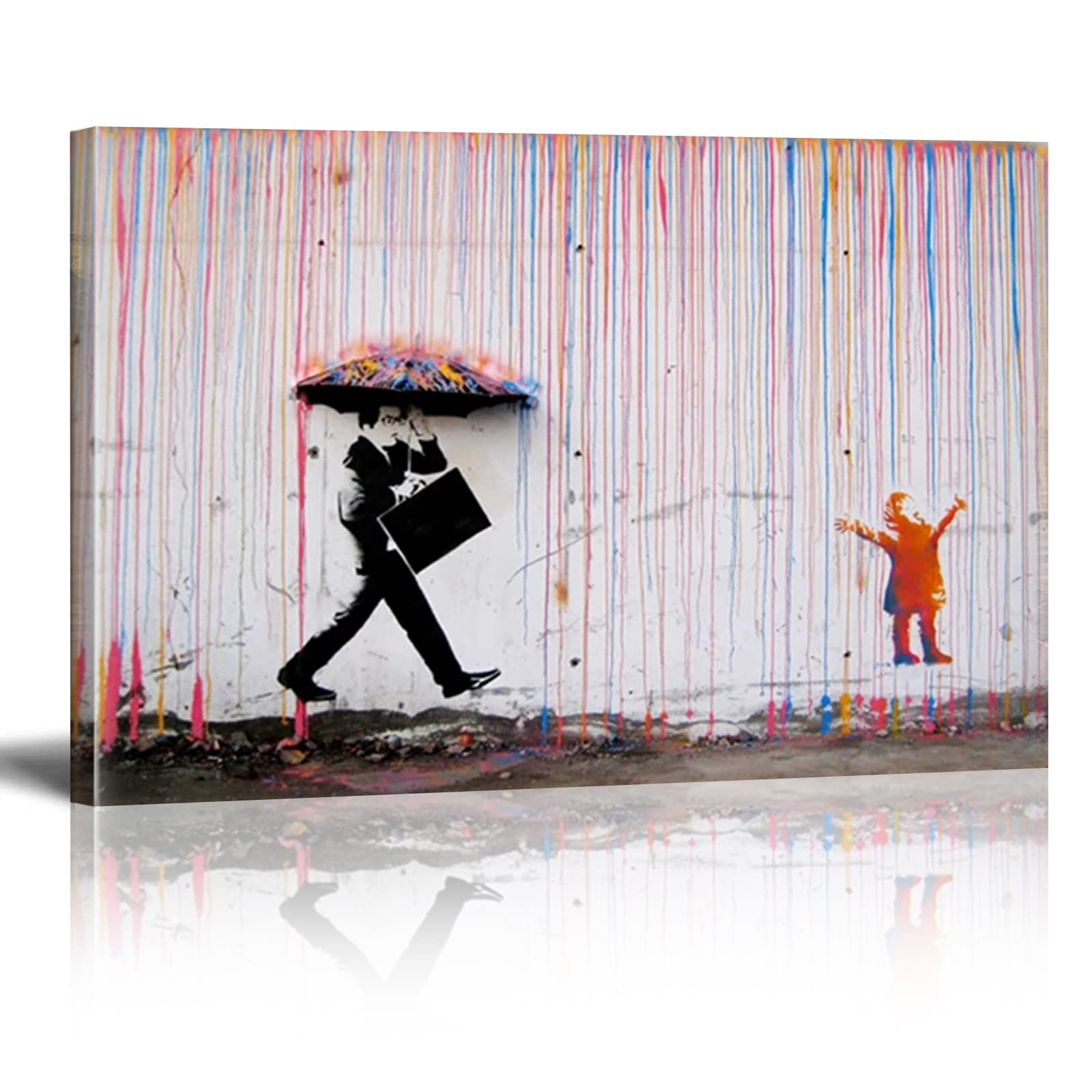 DQTUYIOP Banksy Canvas Wall Art for Living Room Bedroom Raining Day or Colorful 30x50cm Large Wall Art Inspirational Quotes Paintings Artwork Classic Street Artwork Hallway Stair Decorations
