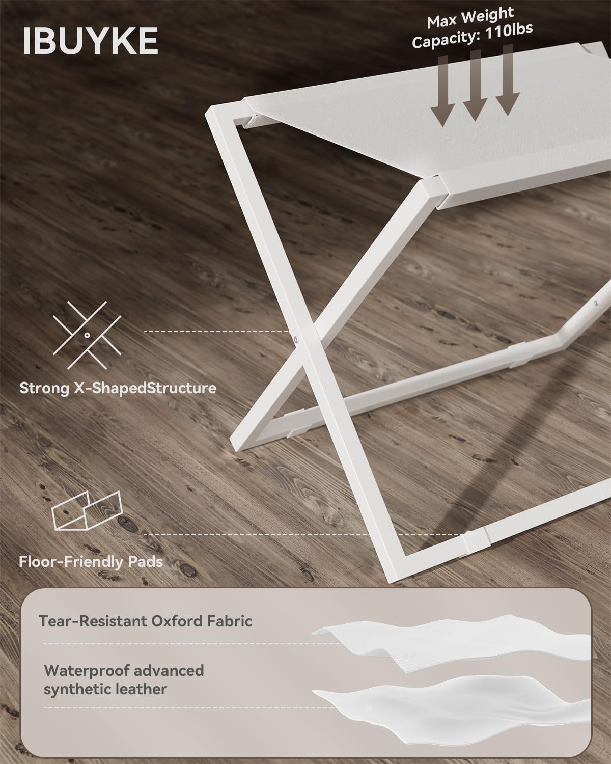 IBUYKE Luggage Rack for All Suitcase Sizes,Foldable Suitcase Stand,Metal Luggage Holder,Easy to Assemble for Bedroom Living Room Hotel,White TLR001W - Image 3