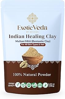 Exotic Veda Indian Healing Powder 100g | Natural Calcium Bentonite Clay &amp; Multani Mitti | Face &amp; Body Mask for Smooth, Rad...
