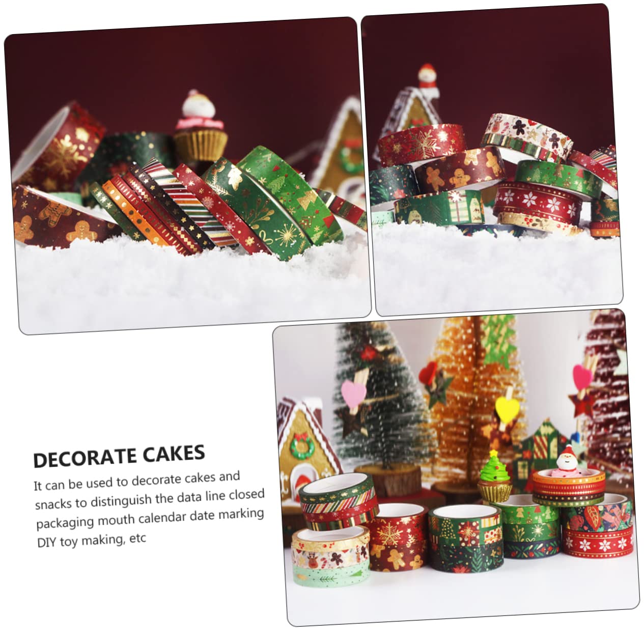 VILLCASE 63rotoli Nastro Adesivo Decorativo Natalizio Washi Tape Con Motivi Festivi Per Crafting e Decorazioni Di Natale Facile Da Staccare e Riposizionare Senza Residui Di Colla