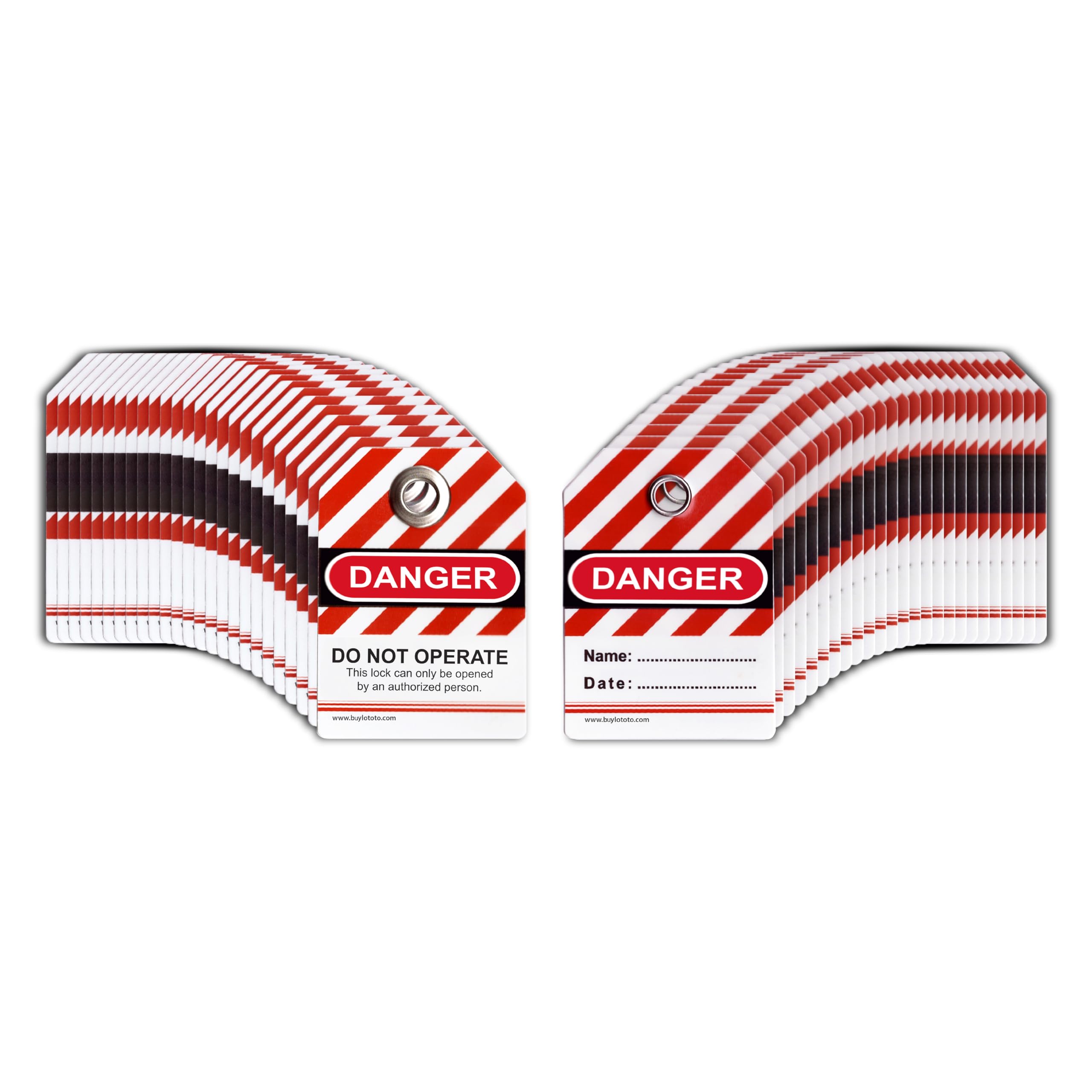 Lockout Tagout Tags - Pack of 50 Premium Vinyl Danger Do Not Operate Tags, 0.50mm Thick, 2x2.8-inch, Water-Resistant, OSHA Compliant, Customizable - Pack of 30/50/100 (50)