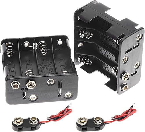 QTEATAK 2 Unidades 8 x AA espesar soporte de batería con I tipo clip de batería con cable conector a presión estándar